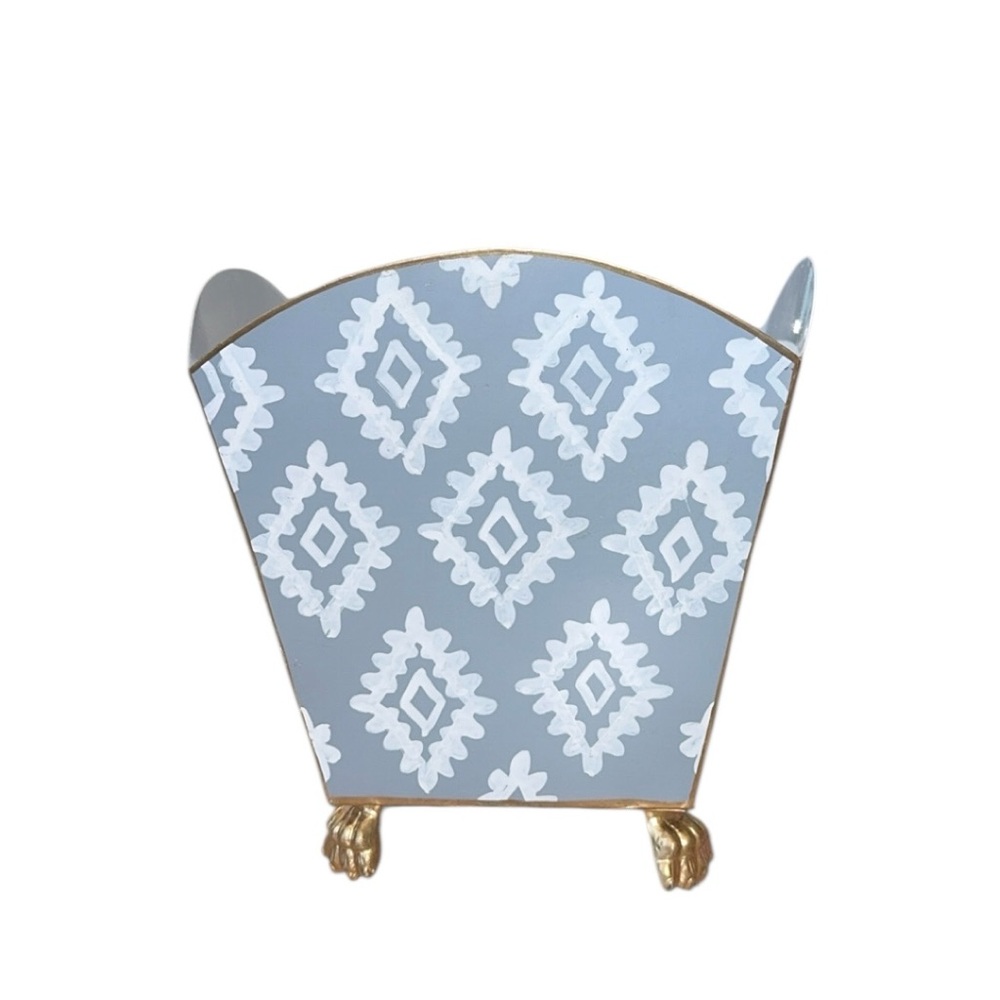 NEW Dana Gibson Grey & White Geometric Block Print‎ Pattern Cachepot - Picture 7 of 7